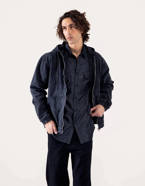 DENIM ZIPPER HOODIE